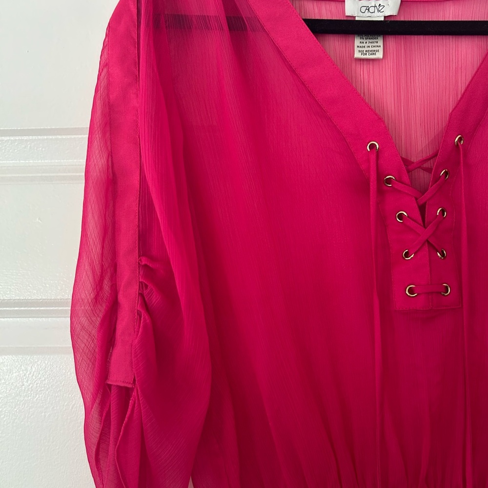 Vintage Y2K Caché Blouse XS (Fits Small) – Sheer Top - Picture 3 of 7